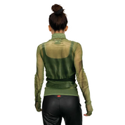 Jean Paul Gaultier 90's Green Mesh Trompe L'oeil Turtleneck Top (S)