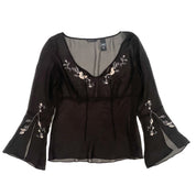 Sheer Floral Embroidered Blouse (L)