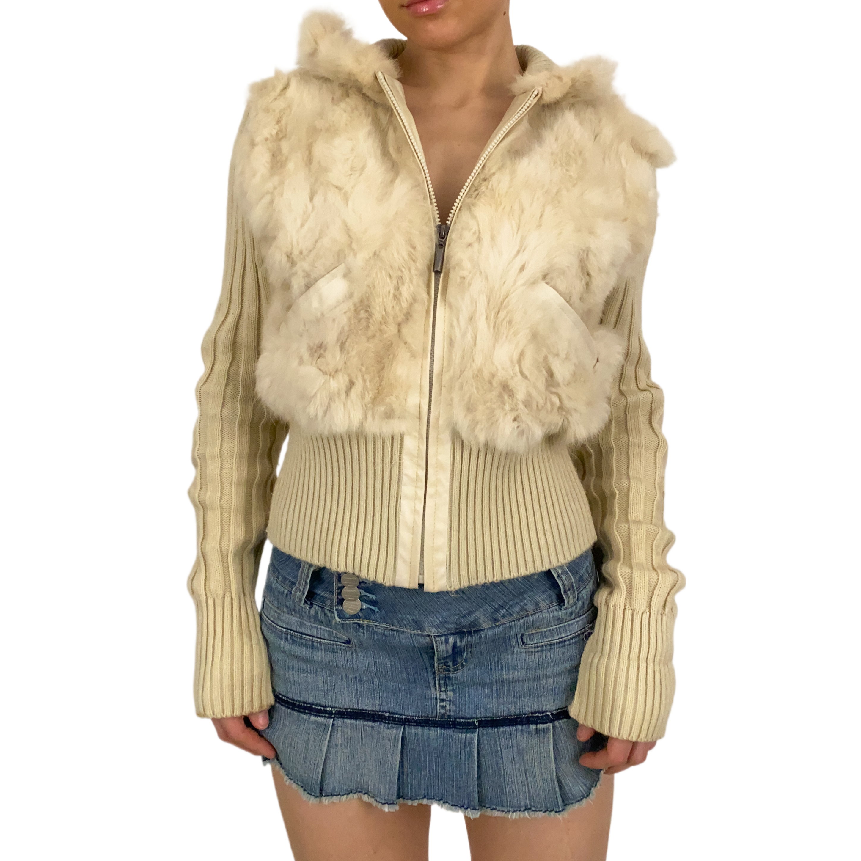 Rabbit Fur Hooded Zip (L)