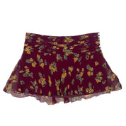 Y2K Floral Silk Mini Skirt (M)