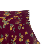 Y2K Floral Silk Mini Skirt (M)