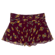 Y2K Floral Silk Mini Skirt (M)