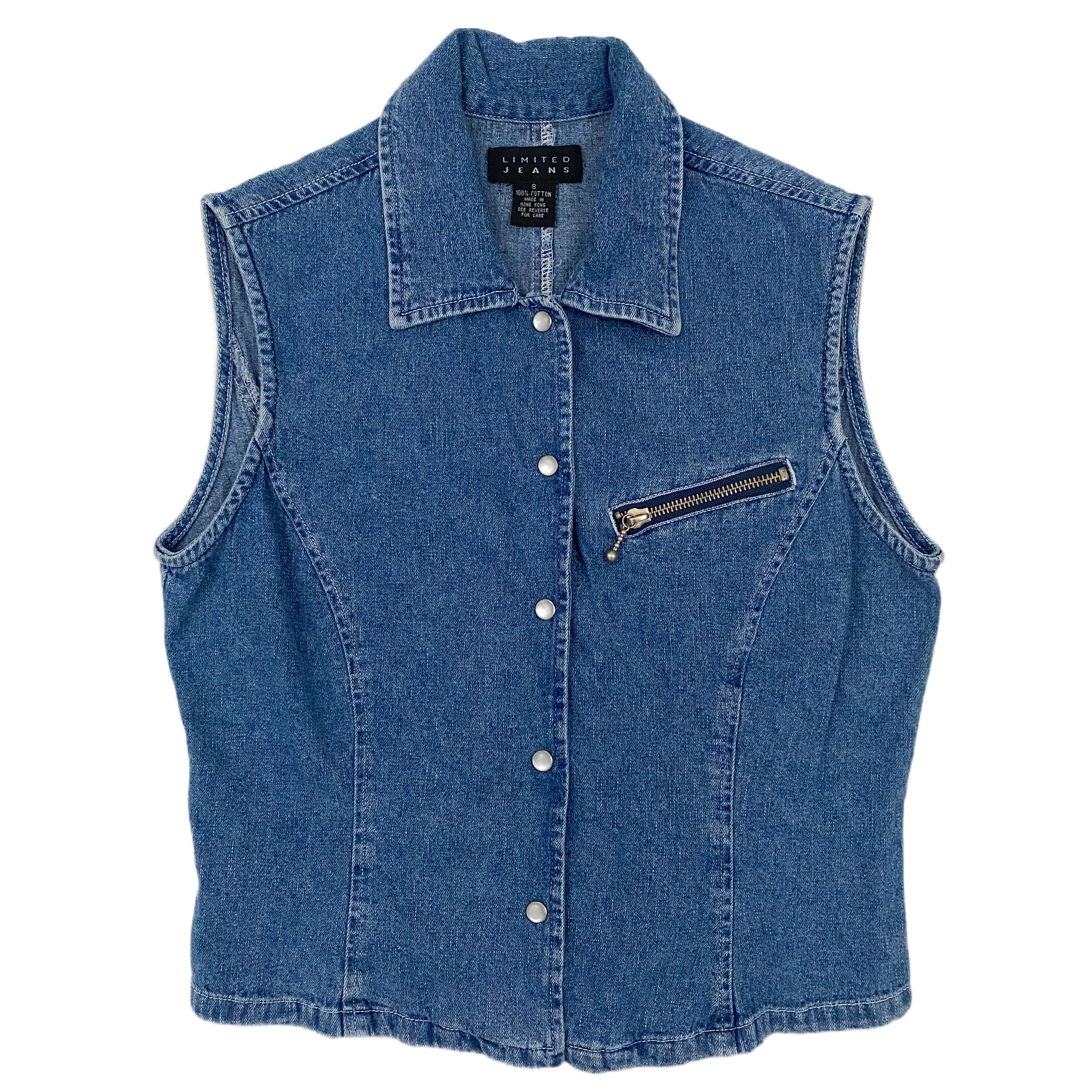 Denim Sleeveless Button Down (S)