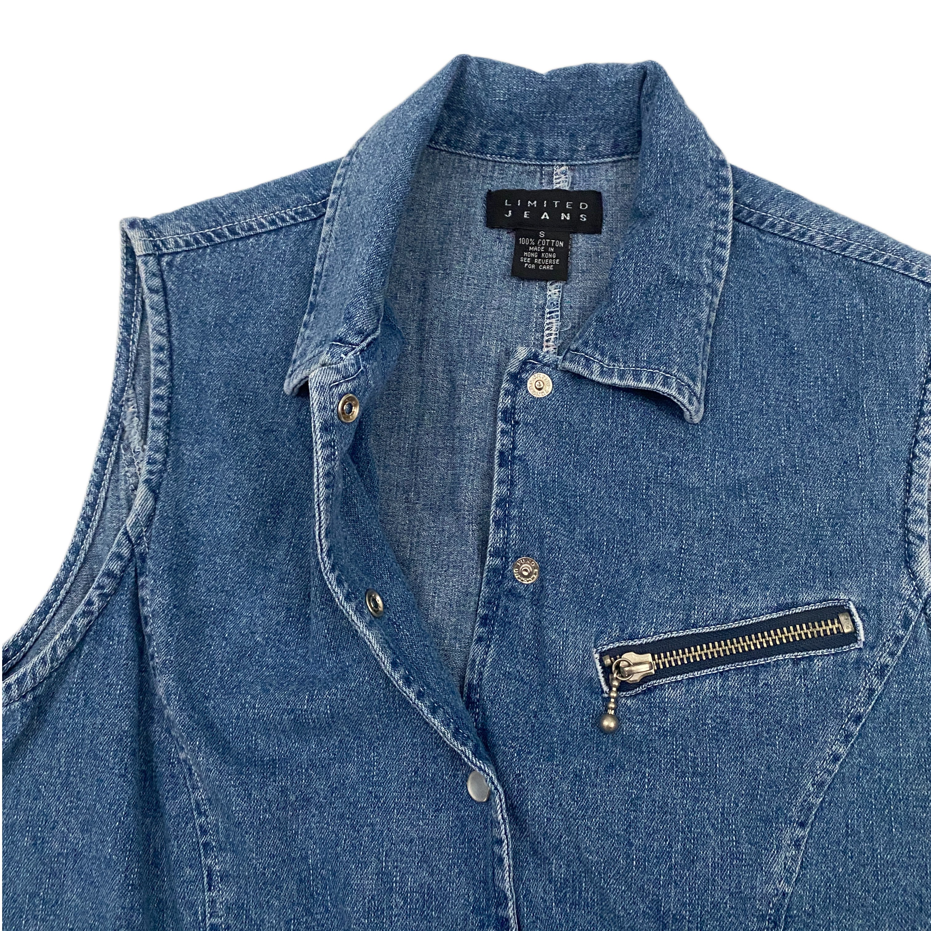 Denim Sleeveless Button Down (S)
