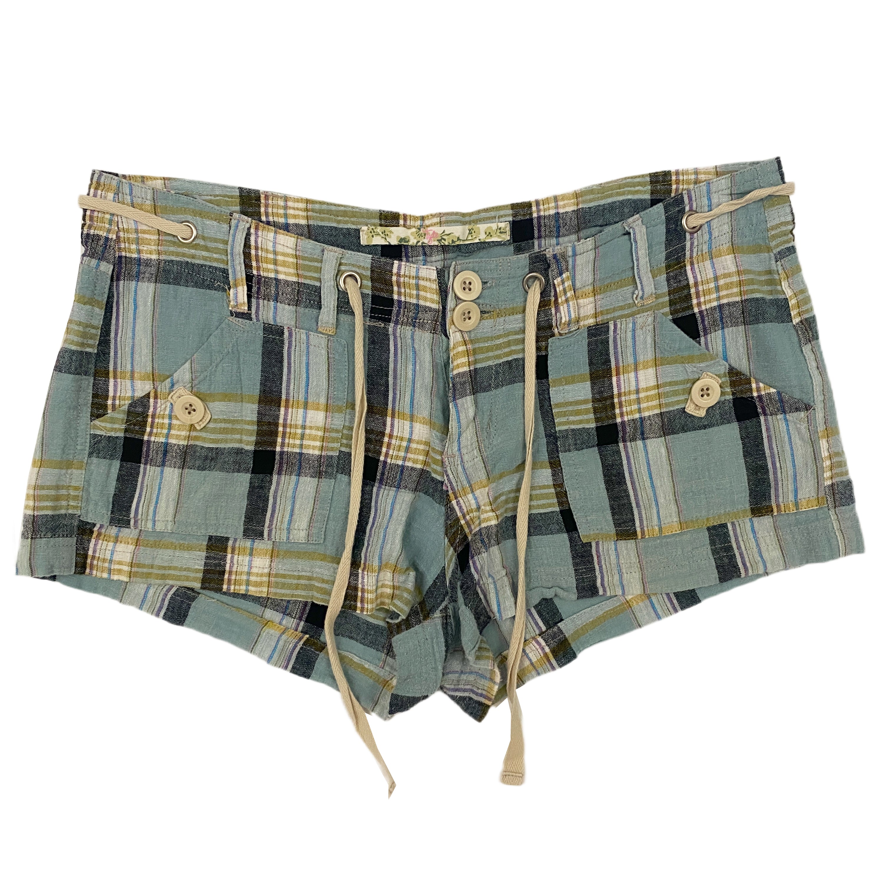 Blue Plaid Booty Shorts (S)
