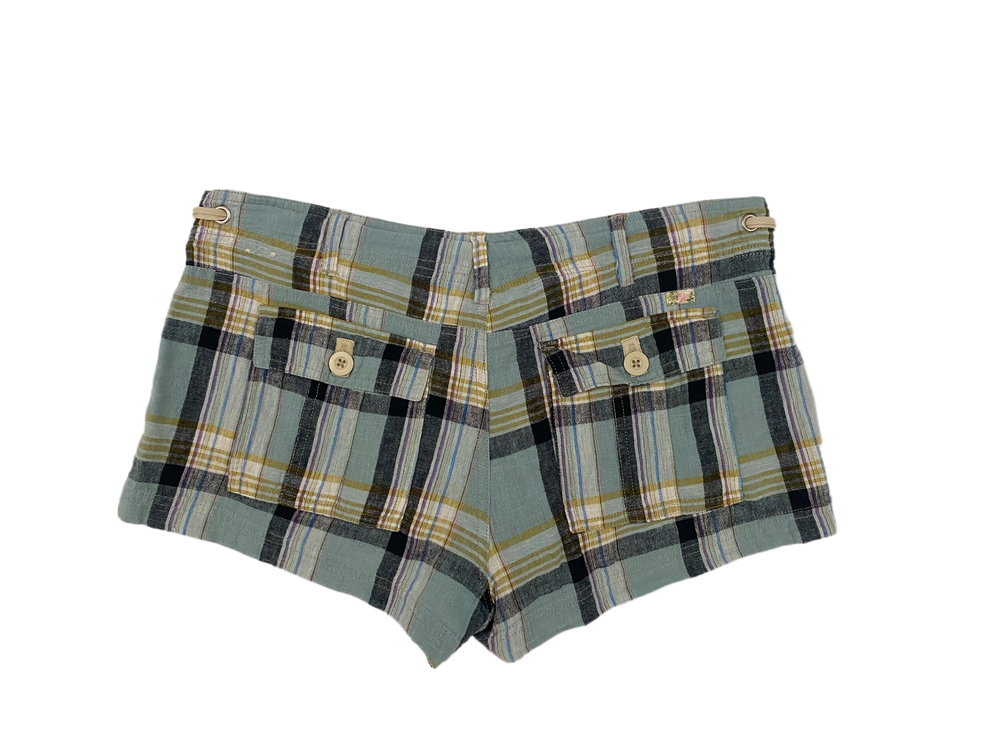 Blue Plaid Booty Shorts (S)