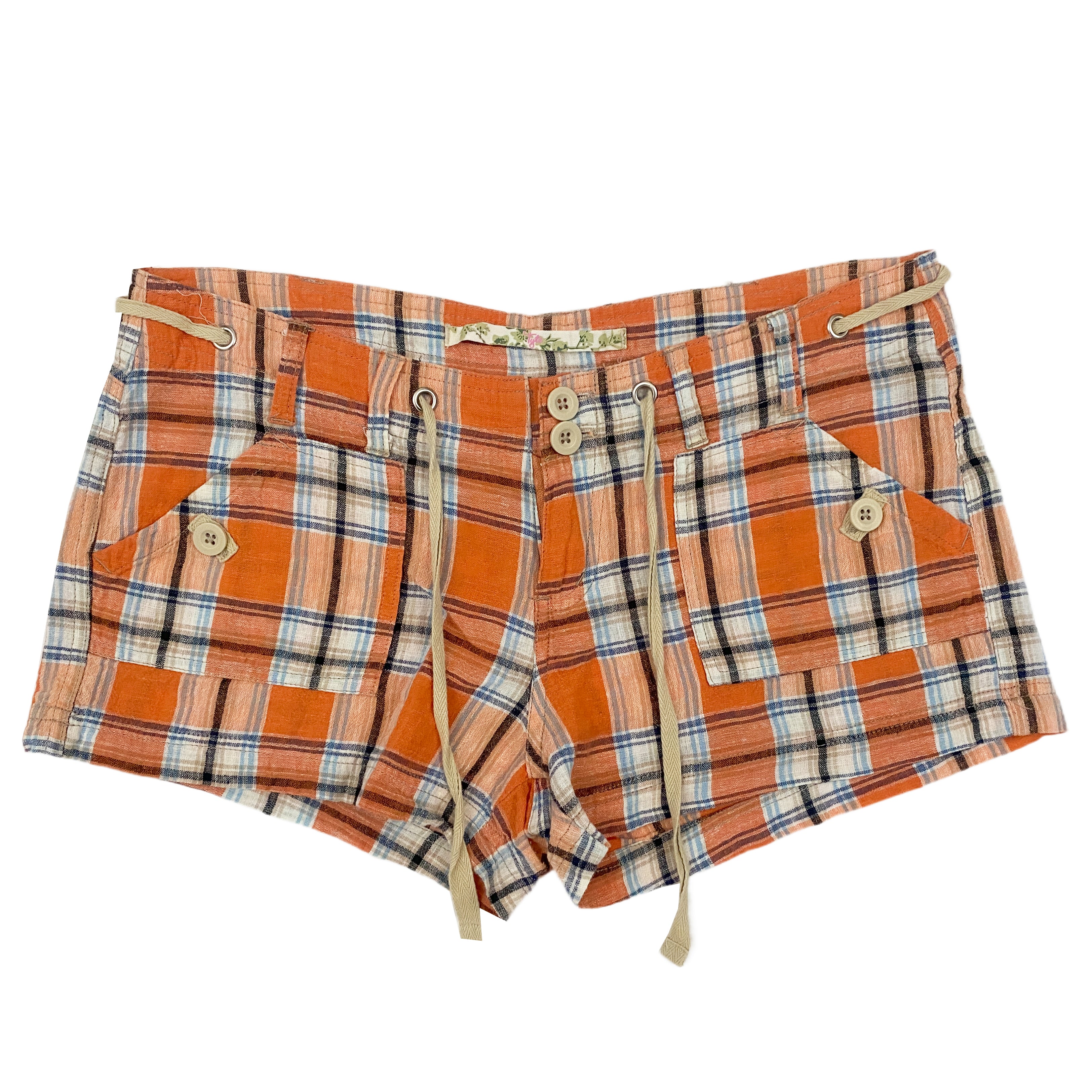 Orange Plaid Booty Shorts (M)