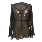 Sheer Floral Embroidered Blouse (L)