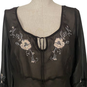 Sheer Floral Embroidered Blouse (L)