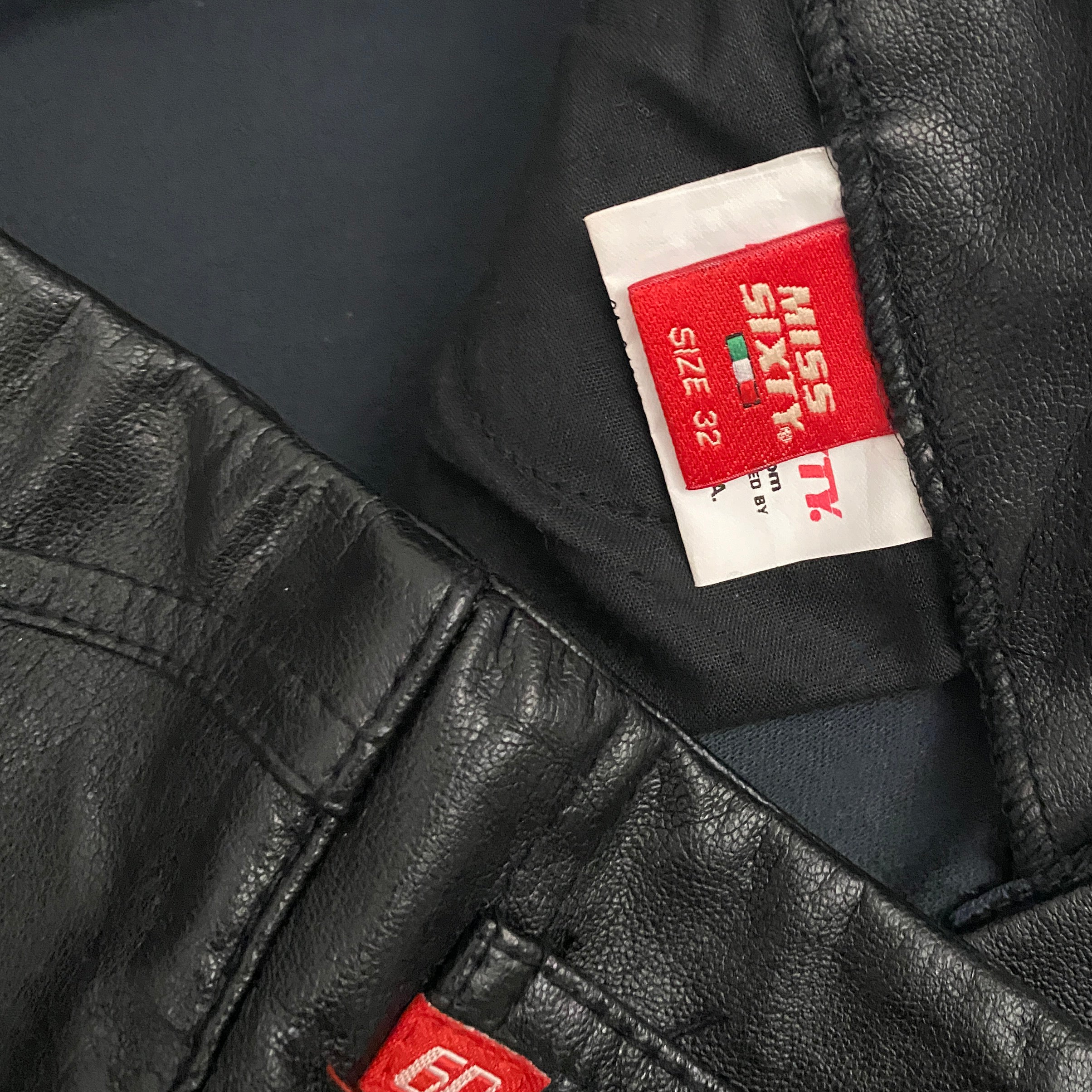 Miss Sixty 2000s Black Faux Leather Low-Mid Rise Flares (S/M)