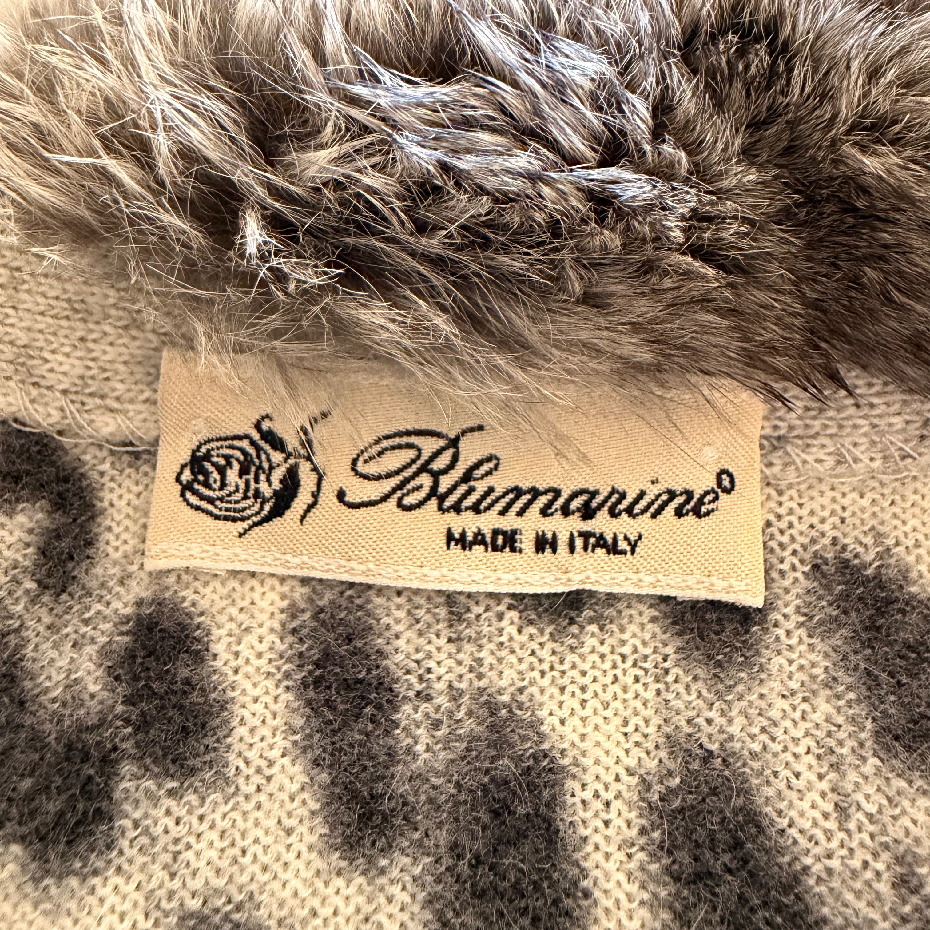 Blumarine Leopard Print Fur Collar Sweater (XS)