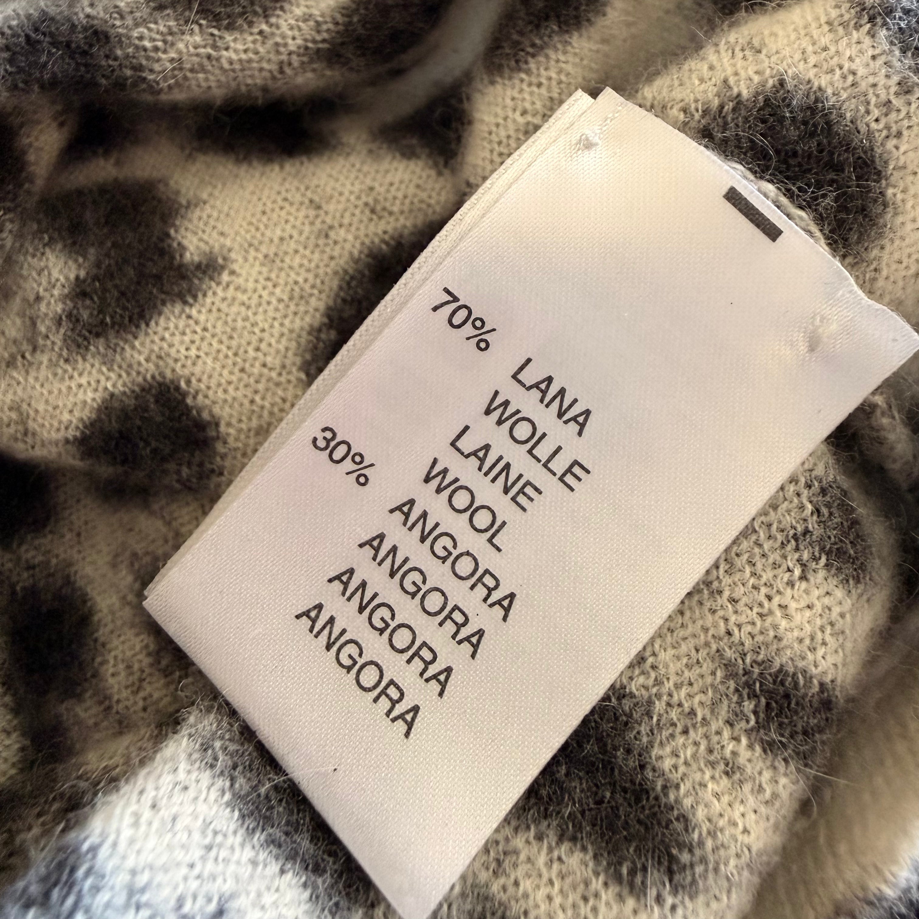 Blumarine Leopard Print Fur Collar Sweater (XS)