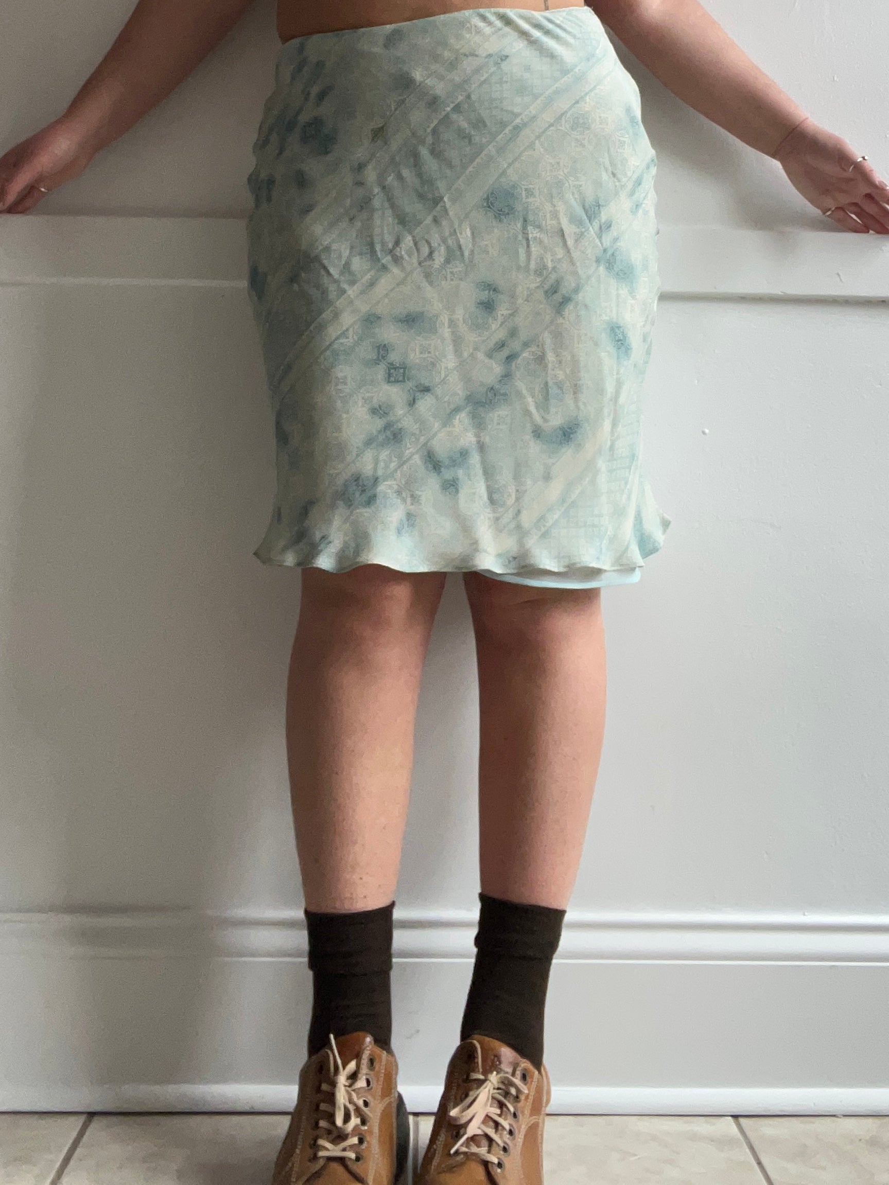 90s Silk Floral Midi Skirt (M/L)