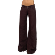 Miss Sixty 2000s Ultra Low Rise Brown Linen Flared Pants (XS/S)