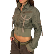 Da-Nang 2000s Olive Nylon Utility Jacket (M)