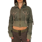 Da-Nang 2000s Olive Nylon Utility Jacket (M)