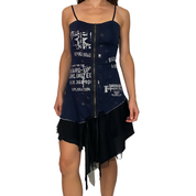 Cyberg Euro 2000s Graphic Asymmetrical Zip Front Dress (S)