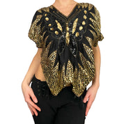 Vintage Silk Gold Butterfly Top (XS-M)