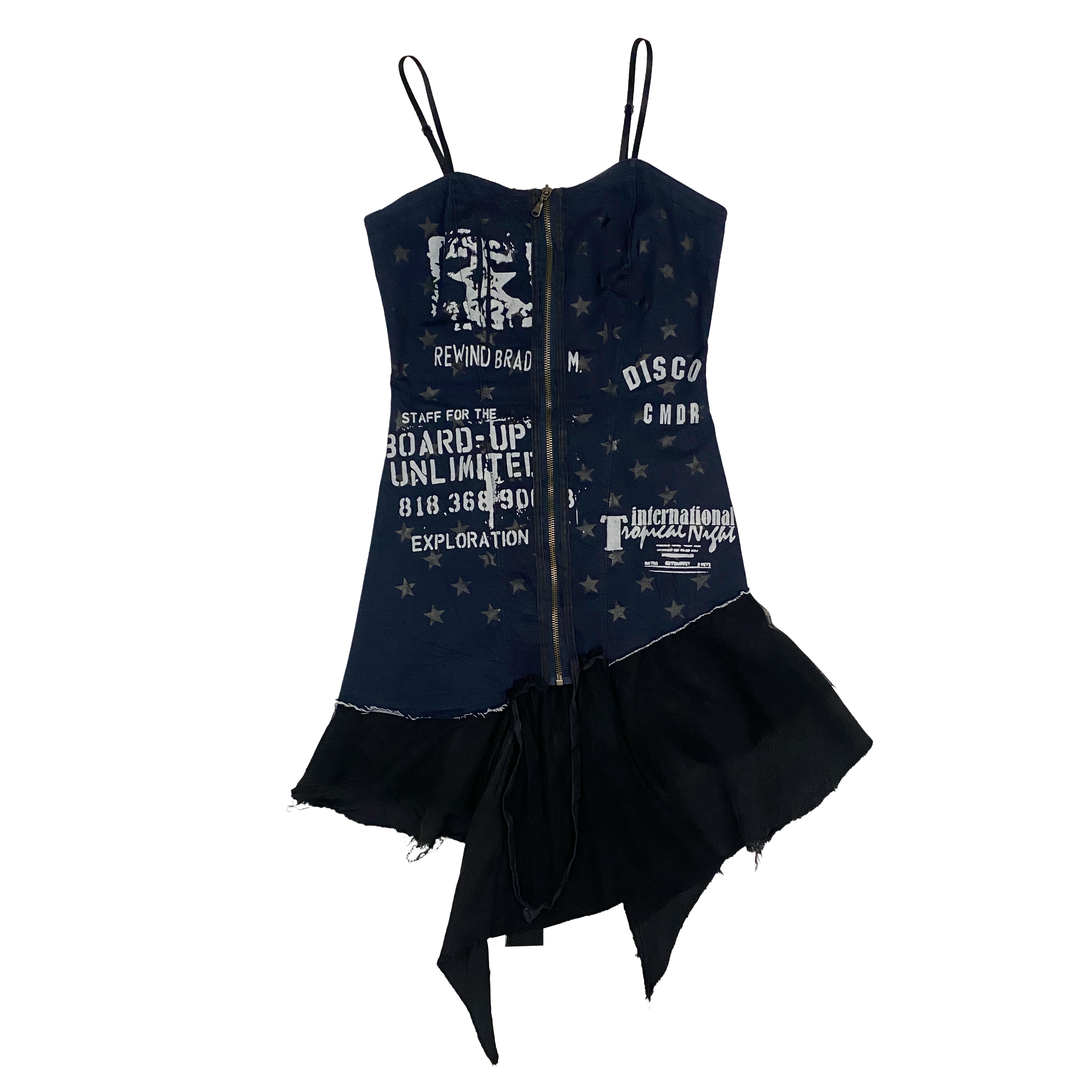 Cyberg Euro 2000s Graphic Asymmetrical Zip Front Dress (S)