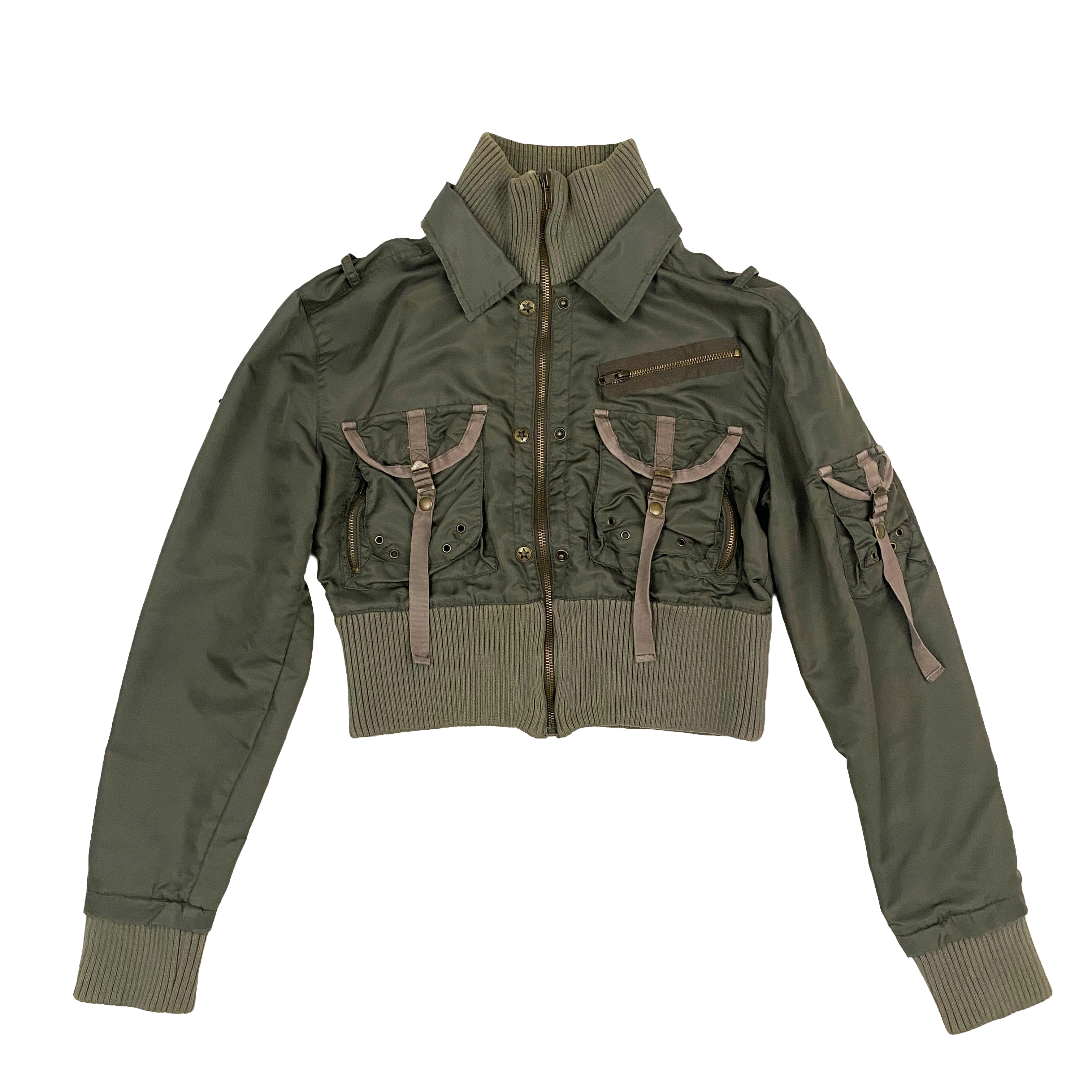 Da-Nang 2000s Olive Nylon Utility Jacket (M)