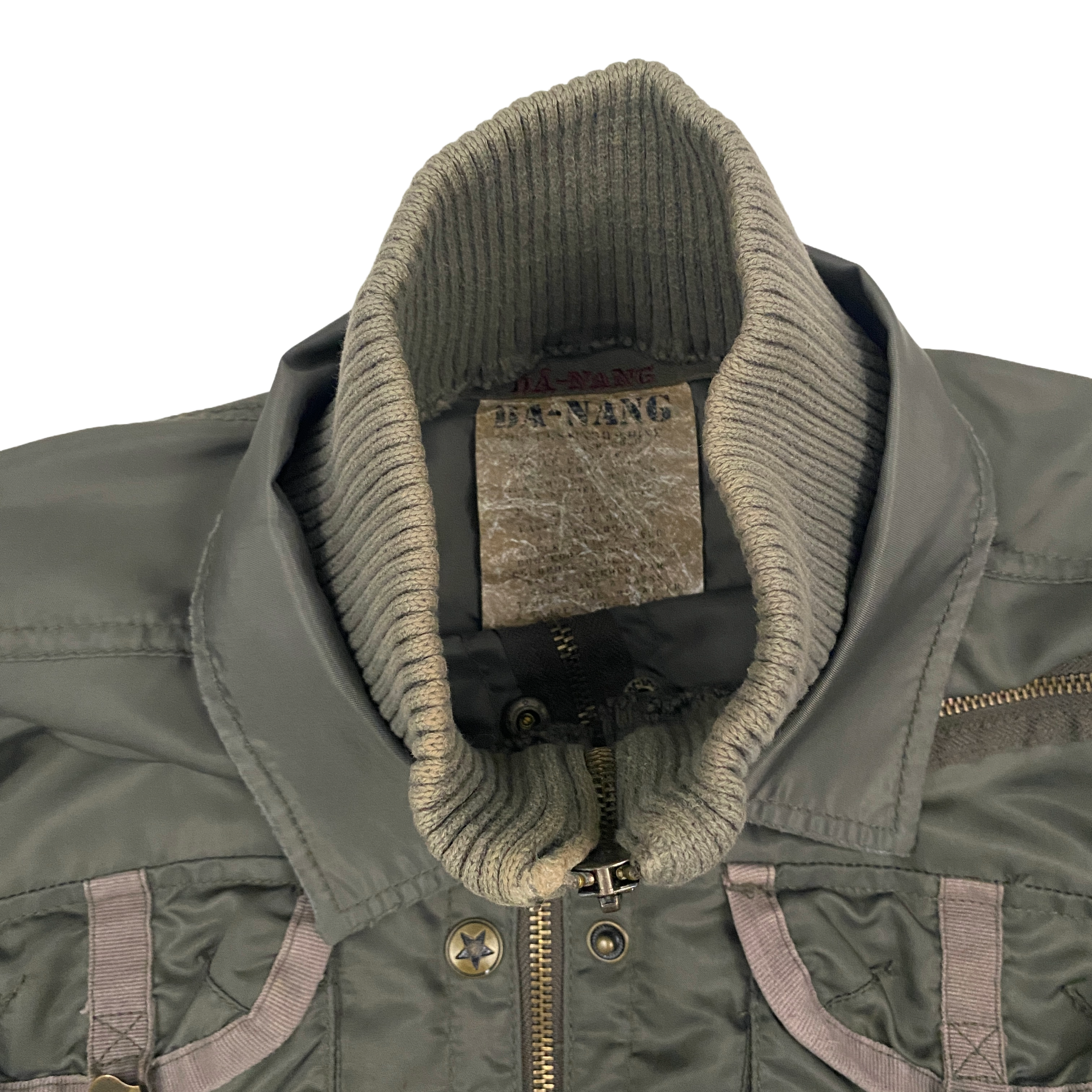 Da-Nang 2000s Olive Nylon Utility Jacket (M)