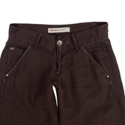 Miss Sixty 2000s Ultra Low Rise Brown Linen Flared Pants (XS/S)