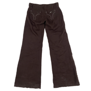 Miss Sixty 2000s Ultra Low Rise Brown Linen Flared Pants (XS/S)