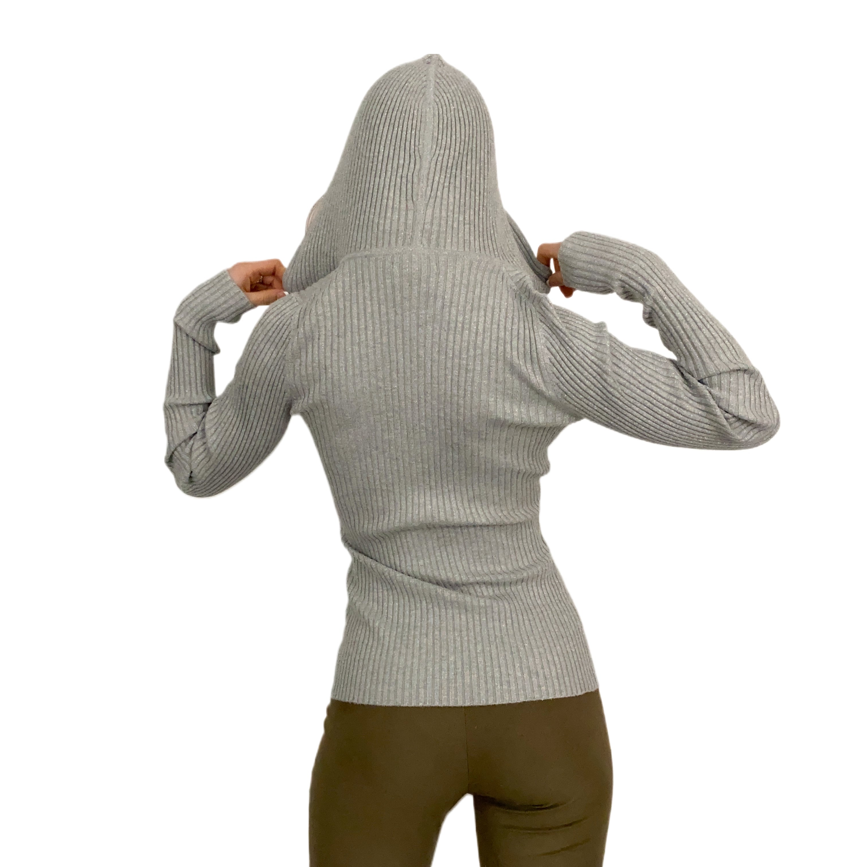 Silver Shimmer Double Zip Knit (M)