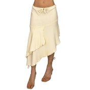 Creamy Cotton Asymmetrical Skirt (L)