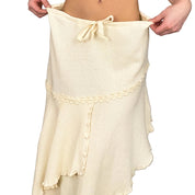 Creamy Cotton Asymmetrical Skirt (L)