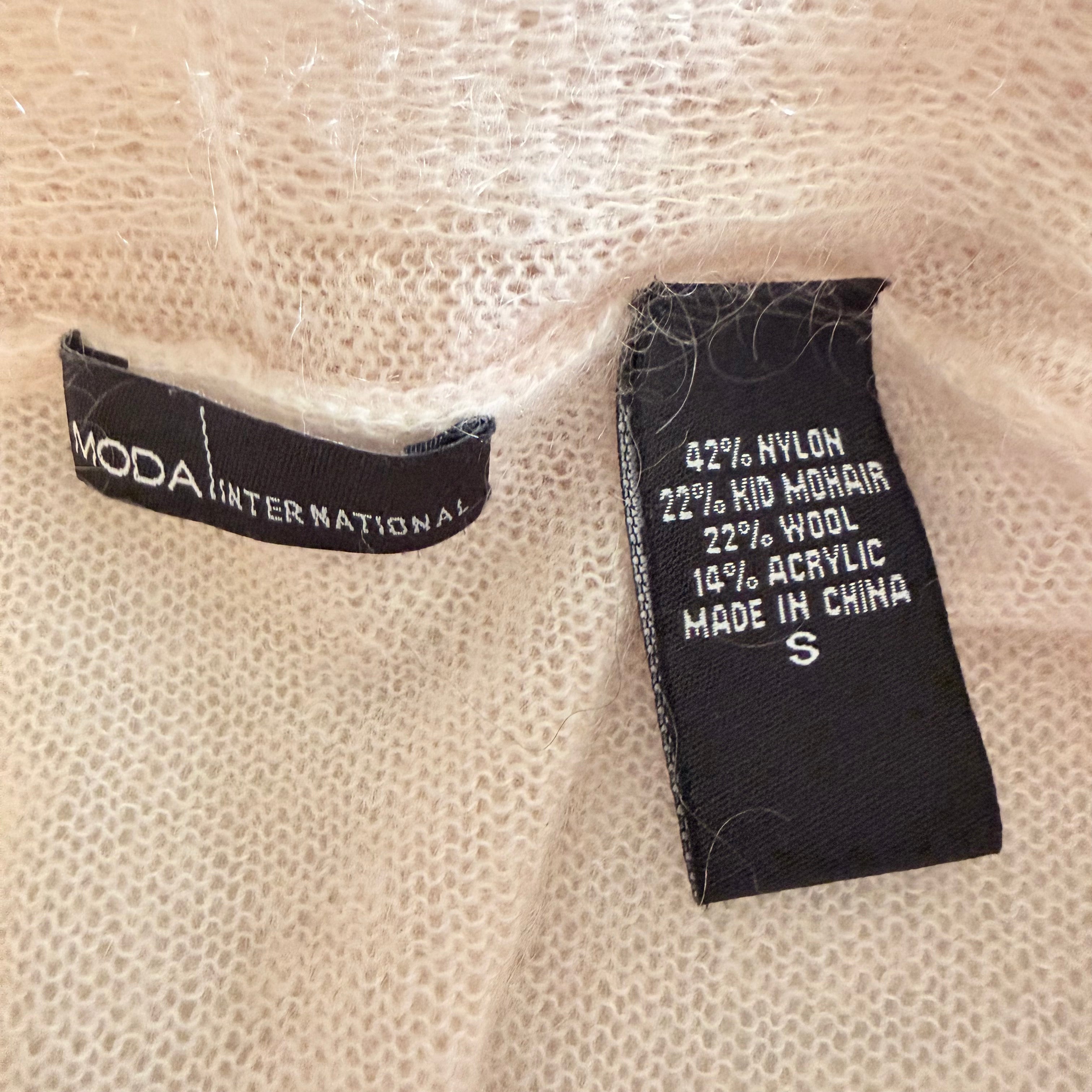 Peachy Pink Mohair Ruffle Cardigan (S)