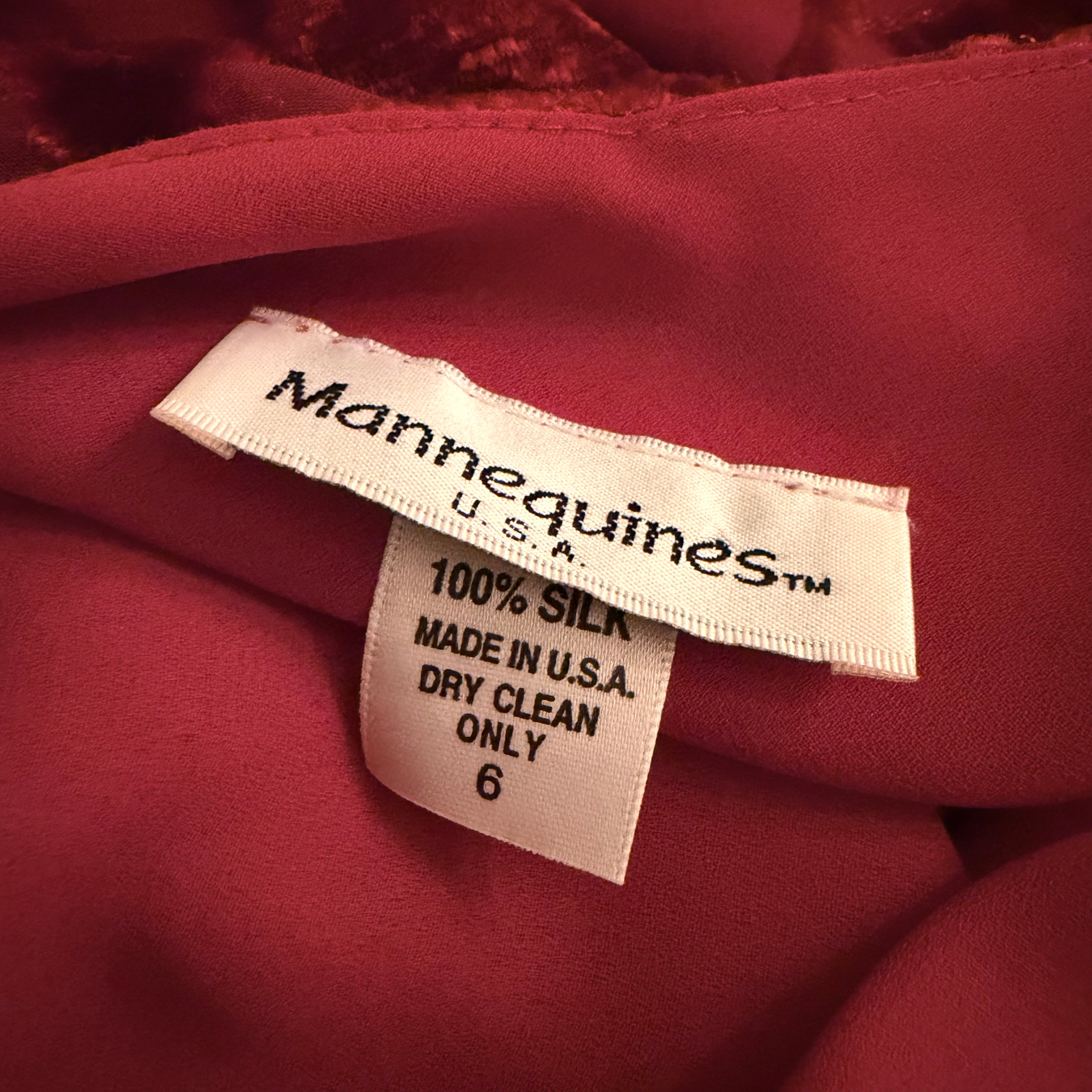 Vintage Red Silk Velvet Burnout Gown (S)