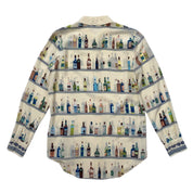 Happy Hour Bottle Print Silk Blouse (XS/S)