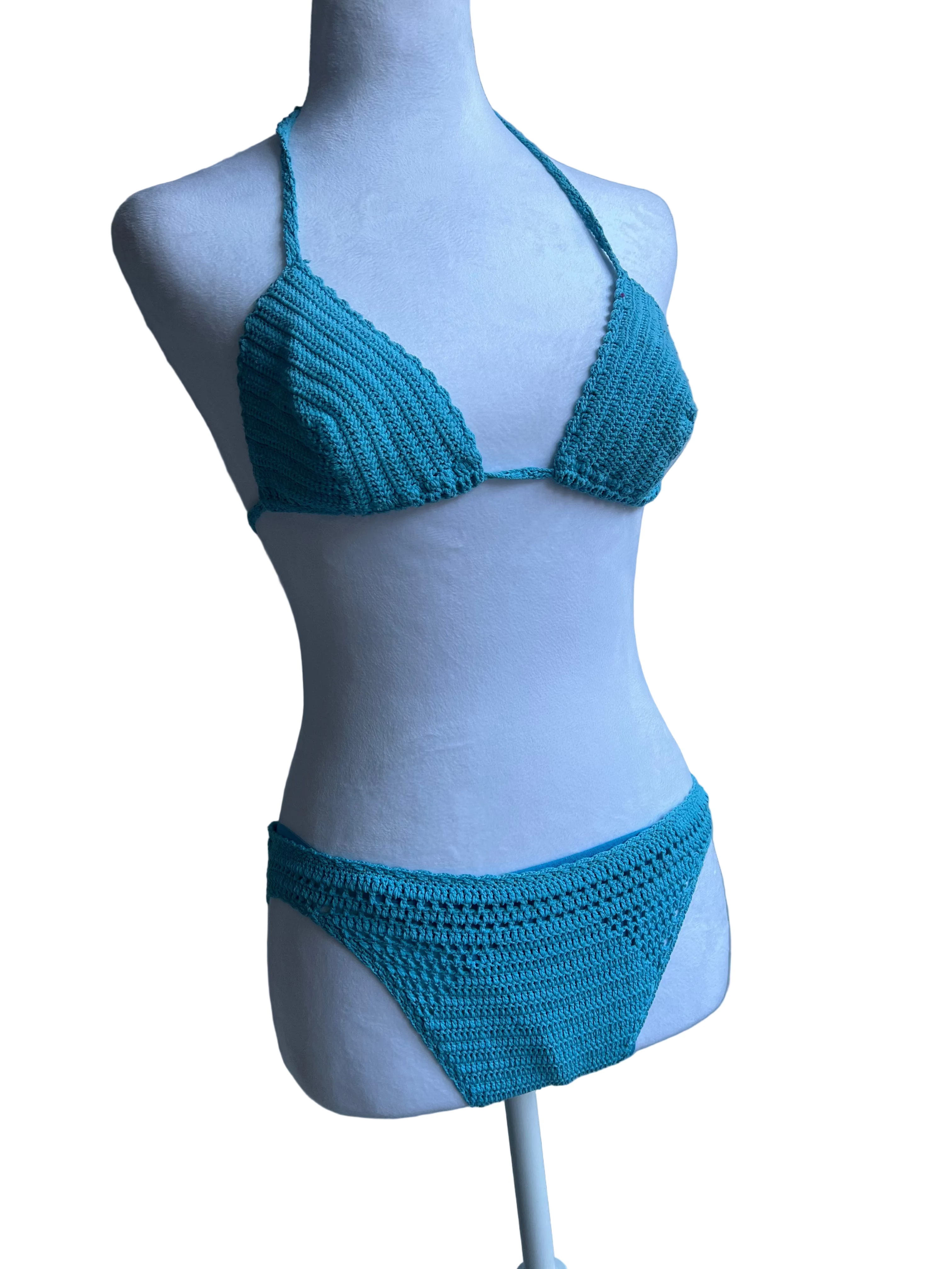 Y2K Blue Crochet Express Bikini
