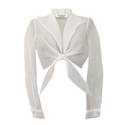 White Organza Tie Front Blouse (S/M)