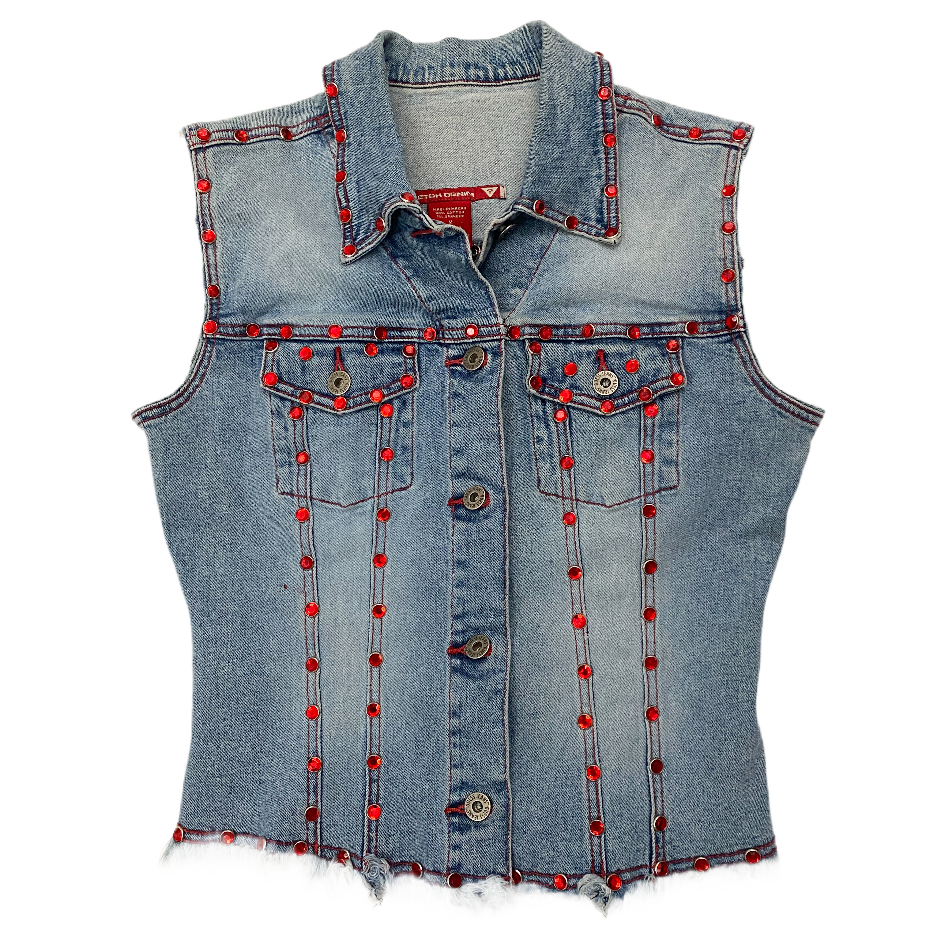 Guess Americana Denim Rhinestone Vest (M)