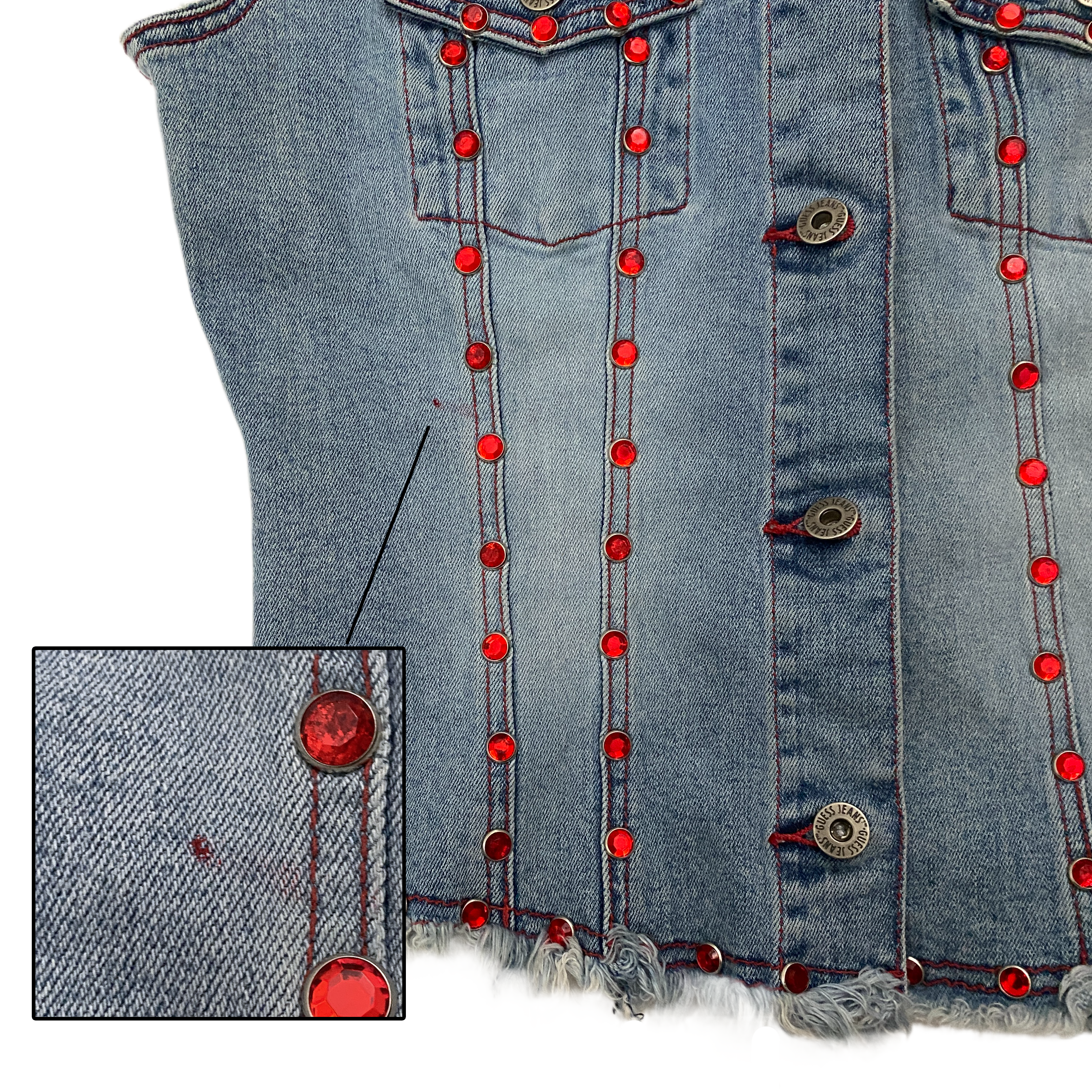 Guess Americana Denim Rhinestone Vest (M)