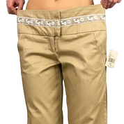 Y2K Embellished Khaki Flares (M)