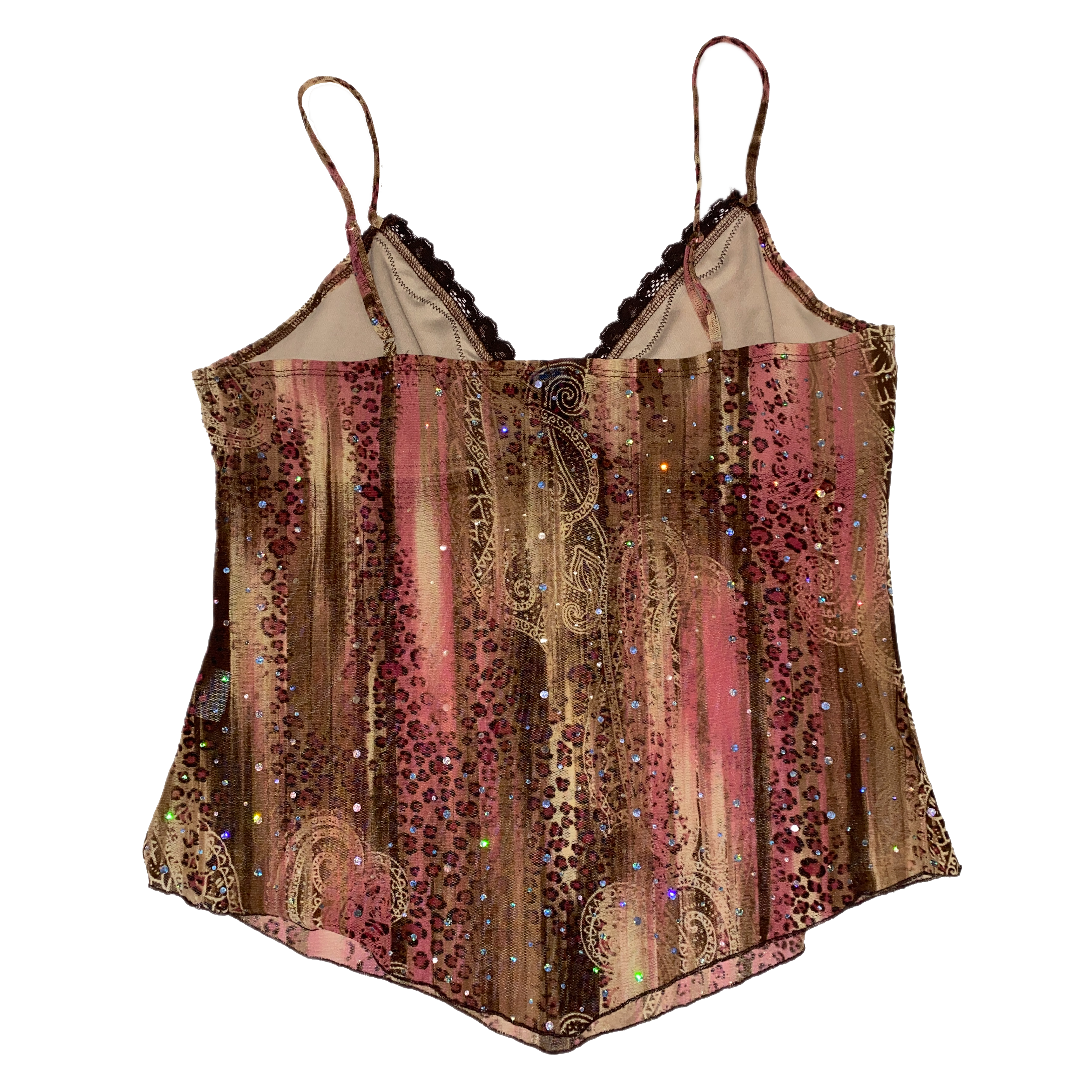 Y2K Sequin Leopard Mesh Cami (L)