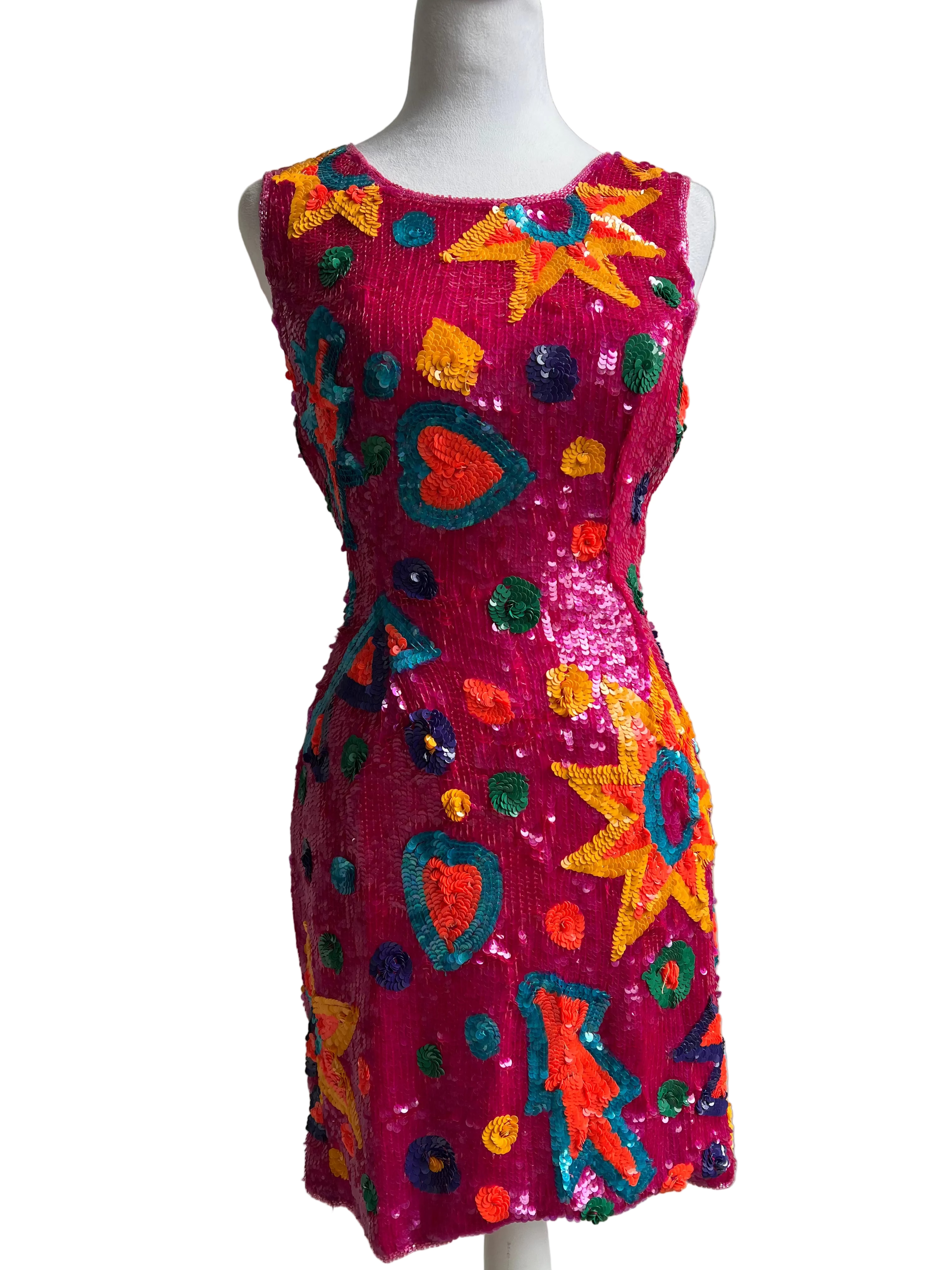 Vintage 1980s/1990s Beaded & Sequin Mini Dress (XS/S)