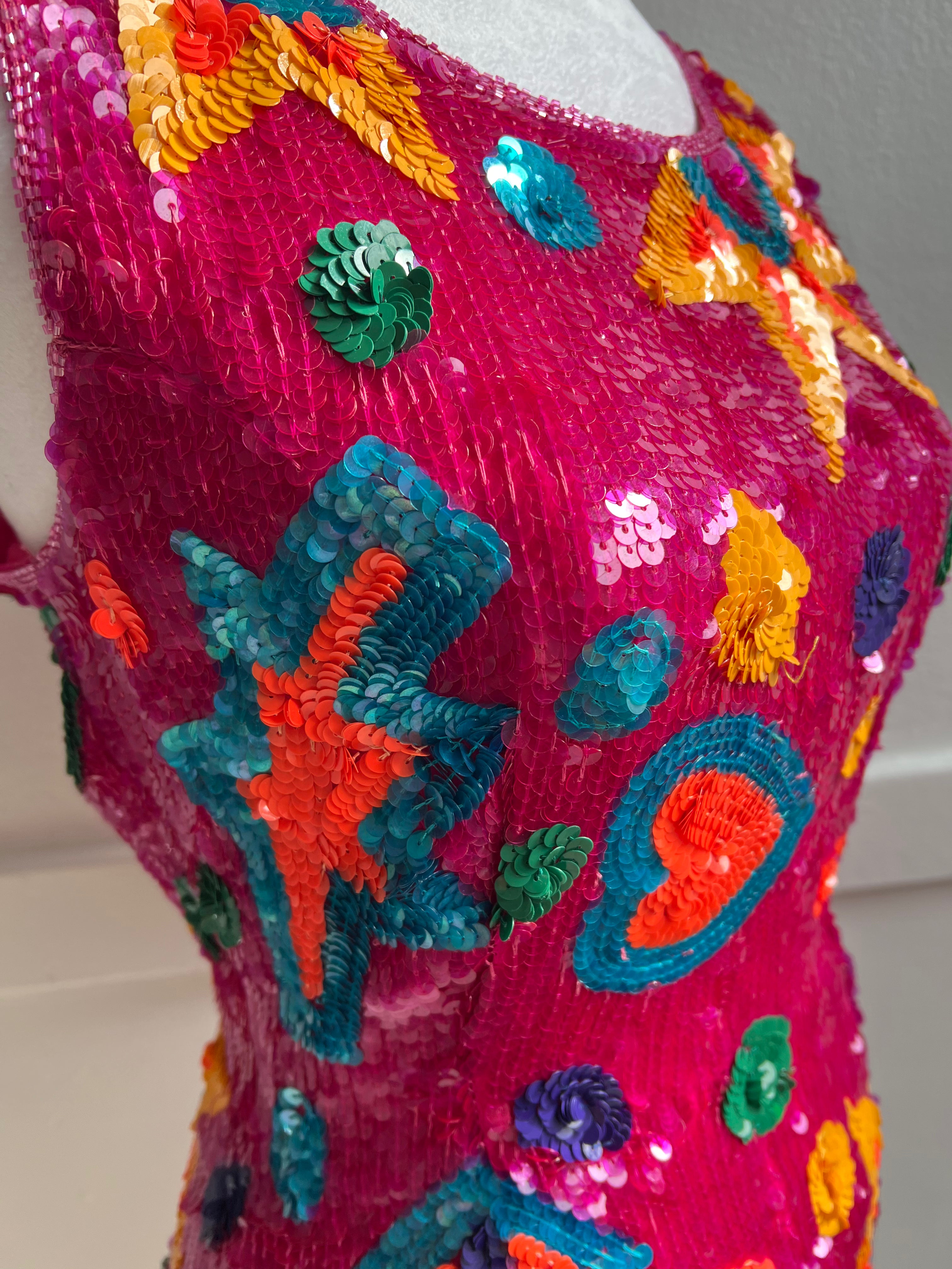 Vintage 1980s/1990s Beaded & Sequin Mini Dress (XS/S)