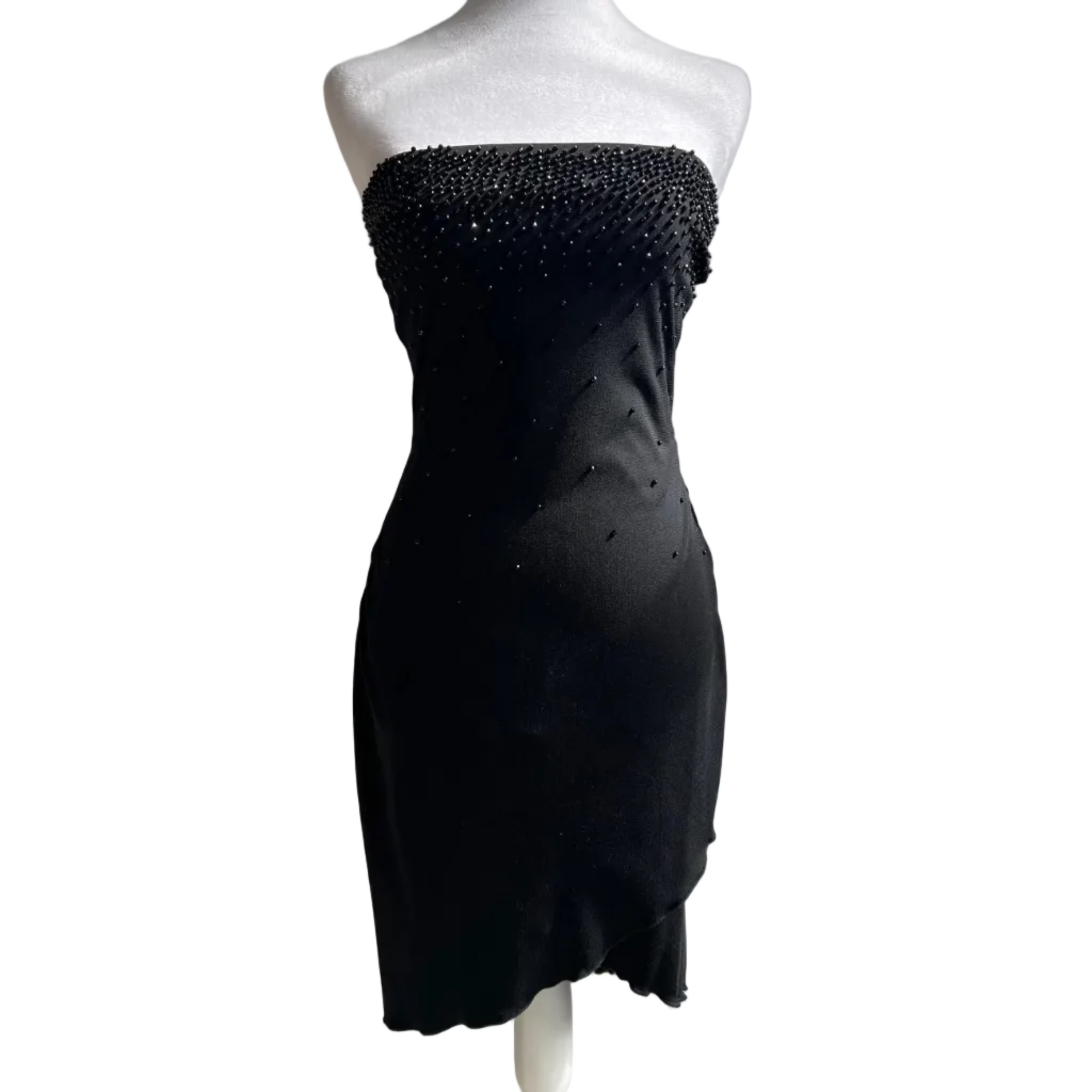 Vintage 1990s Slinky Charlotte Russe Strapless Beaded Mini Dress (S/M) – Holy Thrift