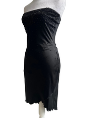 Vintage 1990s Slinky Charlotte Russe Strapless Beaded Mini Dress (S/M)