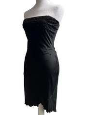 Vintage 1990s Slinky Charlotte Russe Strapless Beaded Mini Dress (S/M)