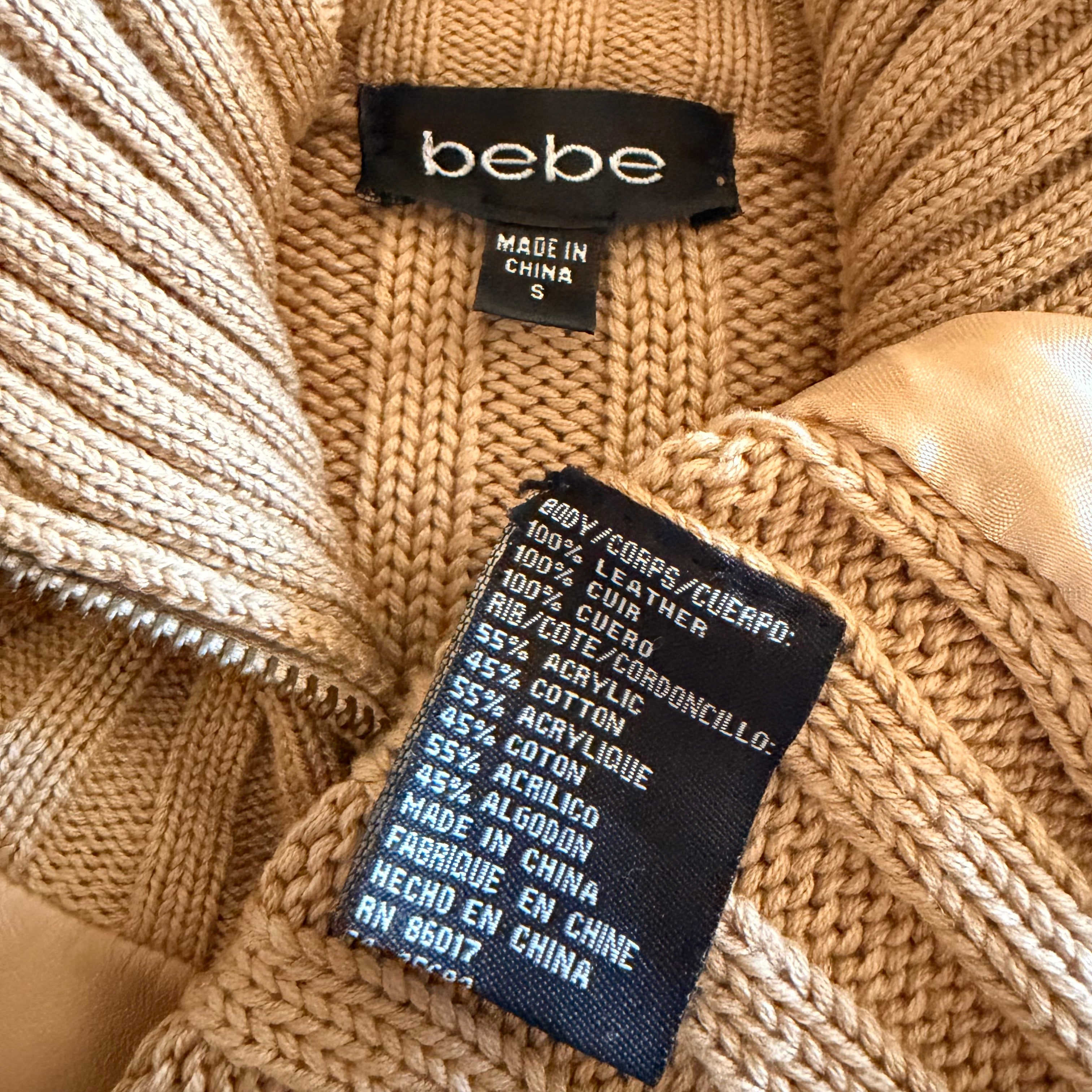 Bebe Leather & Knit Cardi Jacket (XS/S)
