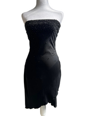 Vintage 1990s Slinky Charlotte Russe Strapless Beaded Mini Dress (S/M)