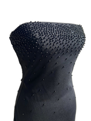 Vintage 1990s Slinky Charlotte Russe Strapless Beaded Mini Dress (S/M)