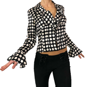 Black & White Silk Polka Dot Blouse (S)