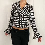 Black & White Silk Polka Dot Blouse (S)