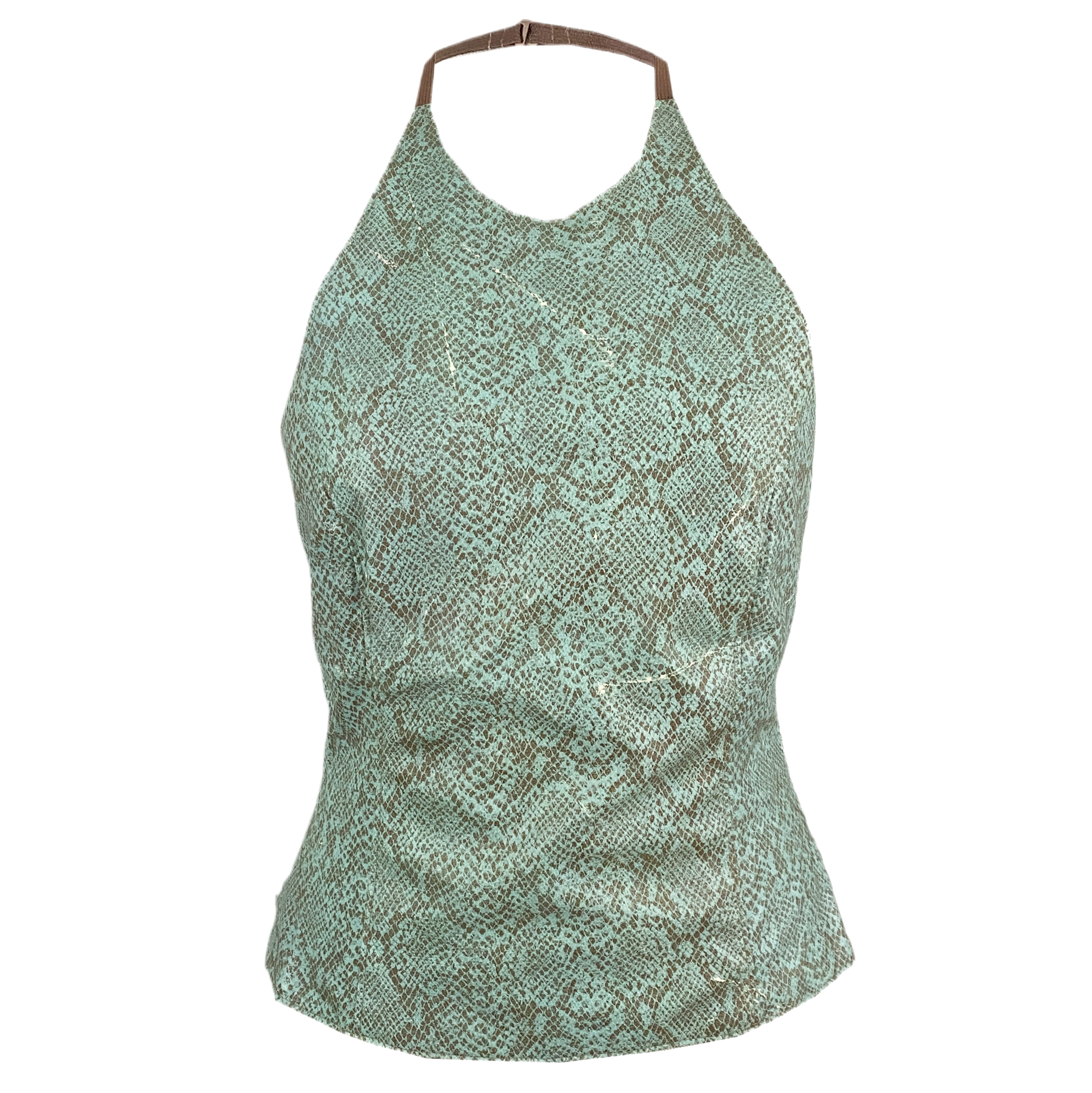 Y2K Icy Snakeskin Backless Halter (S)